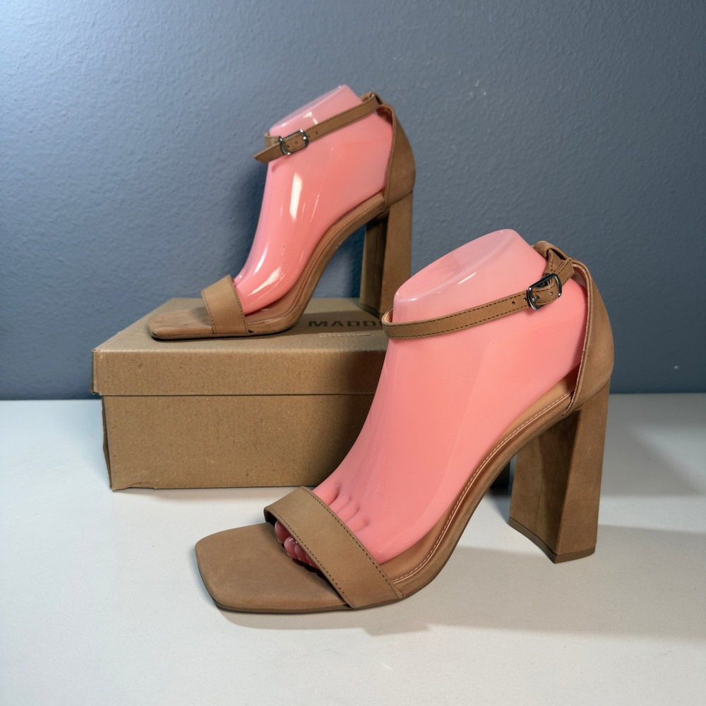 Steve Madden Tiaa Sandals Women 9.5 Camel New Block Heel Square Toe TIAA01S1 - Picture 9 of 12
